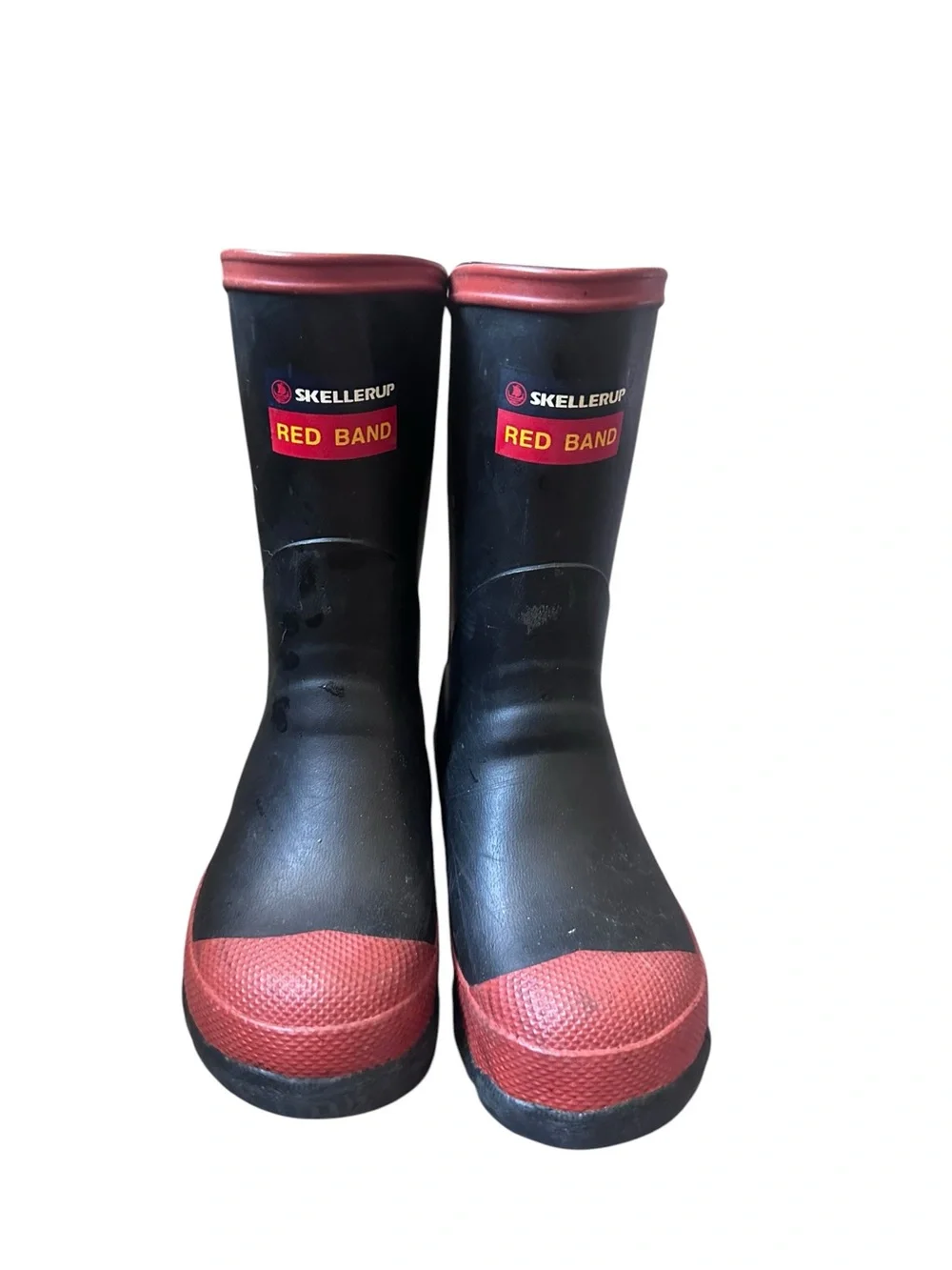 Skellerup Red Band Junior Calf-Length Gumboots Black Red Toddler Size 9